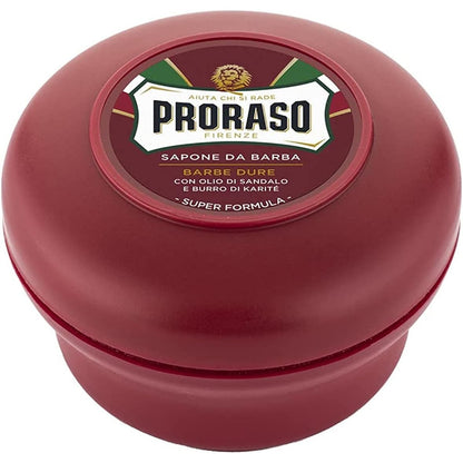 298871 - PRORASO - Sapun rroje me enë sapuni, 150 ml, ushqyes dhe hidratues për burra me dru sandali dhe gjalpë shea, i kuq