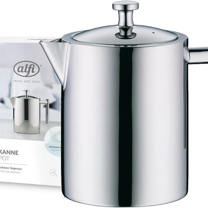 208148 - ALFI Çajnik prej Çeliku Inox me një Mur 1.40L, Izoluar, me Sitë e Çajit dhe Mbledhëse, i Qëndrueshëm, i Sigurt për Lavastovilje, pa BPA