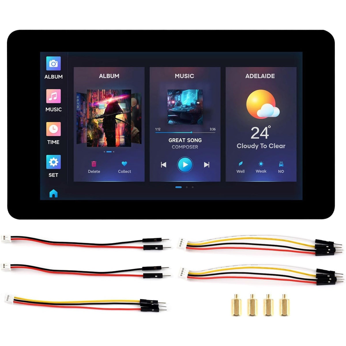 308769 - WAVESHARE ESP32-S3 7 inç LCD Pllakë Zhvillimore me Prekje Kapacitive, 800×480, Prekje me 5 Pika, 240MHz, Mbështet WiFi, Antenë e Integruar