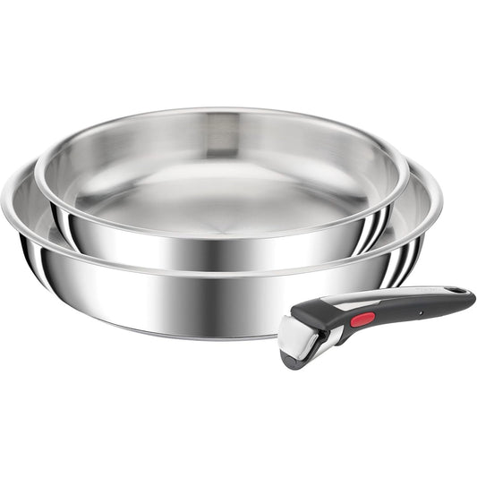 157047 - TEFAL Ingenio Preference Set Pajisjesh të Gatimit 3-Pjesë - Çelik Inox, I Pajtueshëm me Induksion, I Grumbullueshëm dhe Kursyes Hapësire - Modeli L9759002
