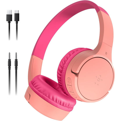 276610 - BELKIN Kufje SoundForm Mini Pa Tel për Fëmijë - Mikrofon i Integruar, 30 Orë Dëgjim, Kufje Mbi Vesh për Shkollë, iPhone, iPad, Galaxy - Rozë