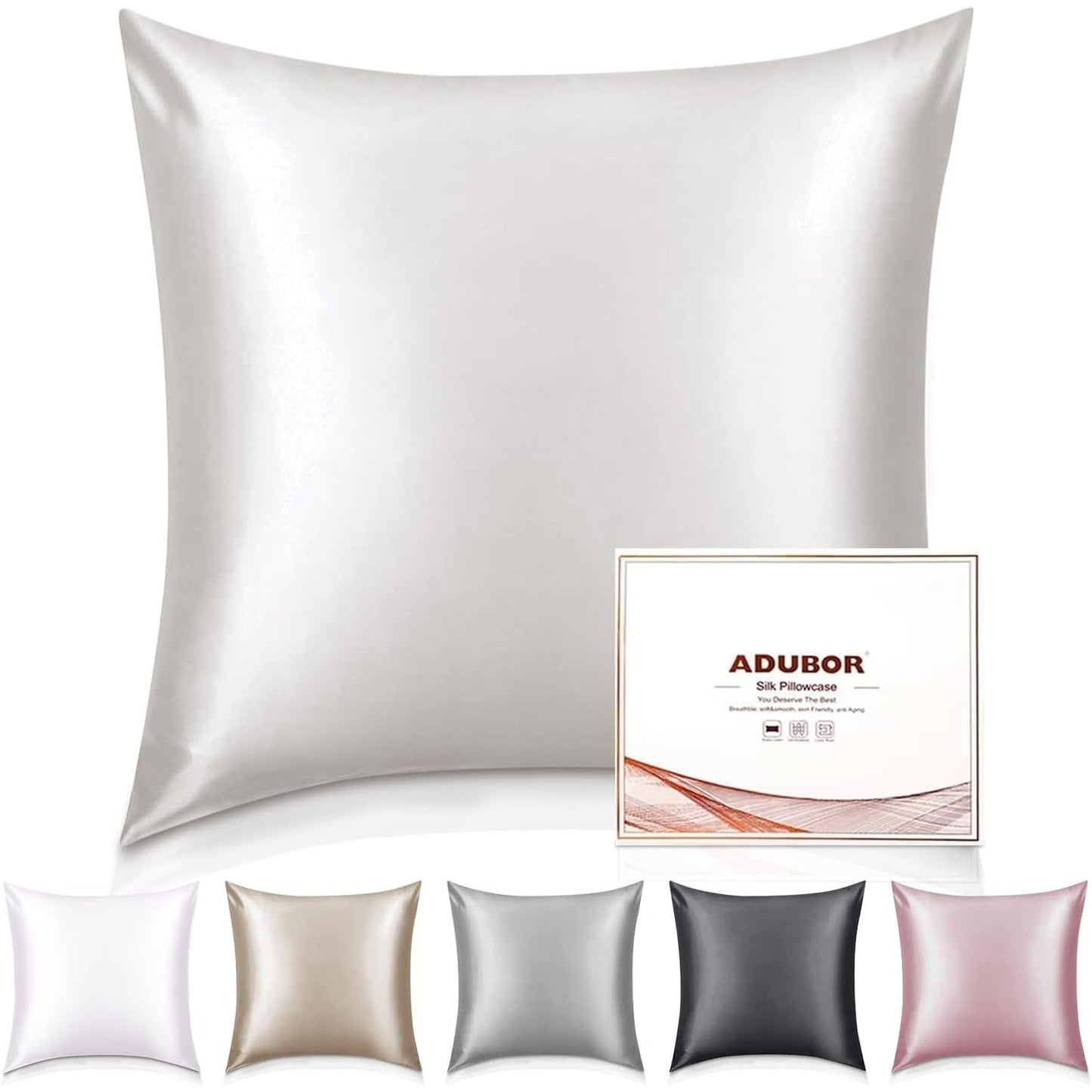 214729 - ADUBOR Mbulesë jastëku 100% mëndafsh, 23 Momme, (50-70cm, Blu liqeni, 1 copë)