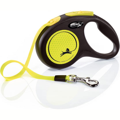 257251 - FLEXI® Lidhëse e tërheqshme Neon S 5m e zezë/e verdhë neoni për qen deri në maksimum 15 kg
