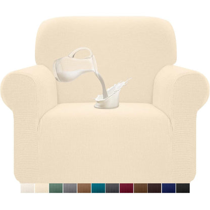 136399 - GRANBEST Mbulesë Divani Elastike 1 Copë, Material Spandeksi Jacquard, Anti-Ujë dhe Anti-Rrëshqitëse me Shkumë, Ngjyrë Bezhë (1 Vendi)