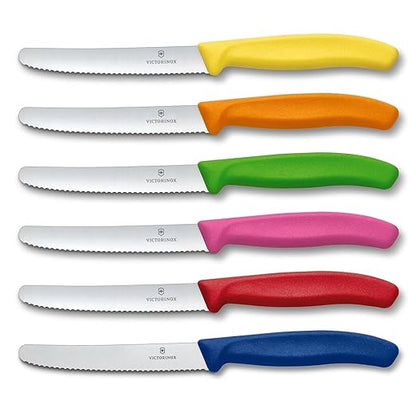 141889 - Victorinox – Set me 6 thika bifteku të dhëmbëzuara 4.5 inç prej çeliku inox zviceran, me doreza Fibrox shumëngjyrëshe