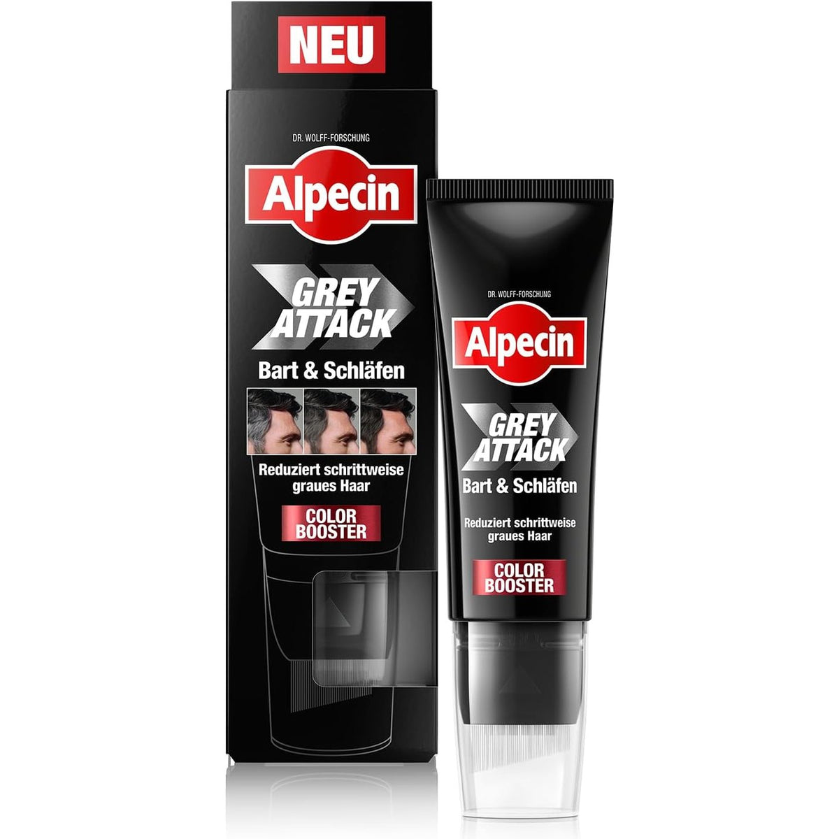 303461 - ALPECIN Grey Attack Beard & Tempuj Ngjyrues - 50 ml - Mbulon qimet gri në mjekër dhe tempuj - Ripigmentim gradual me teknologjinë 5,6-DHI