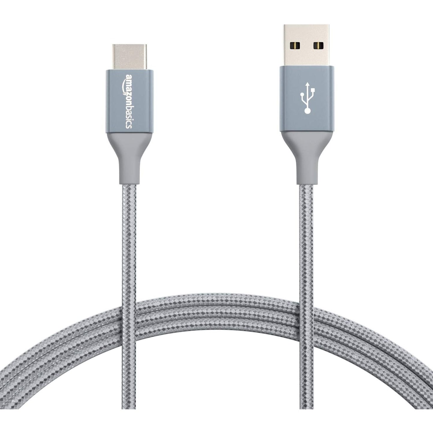 277224 - AMAZON BASICS Kabllo karikimi të shpejtë USB-C në USB-A 2.0, 1.8 m, e thurur prej najloni, 480 Mb/s, e çertifikuar USB-IF, Gri e errët