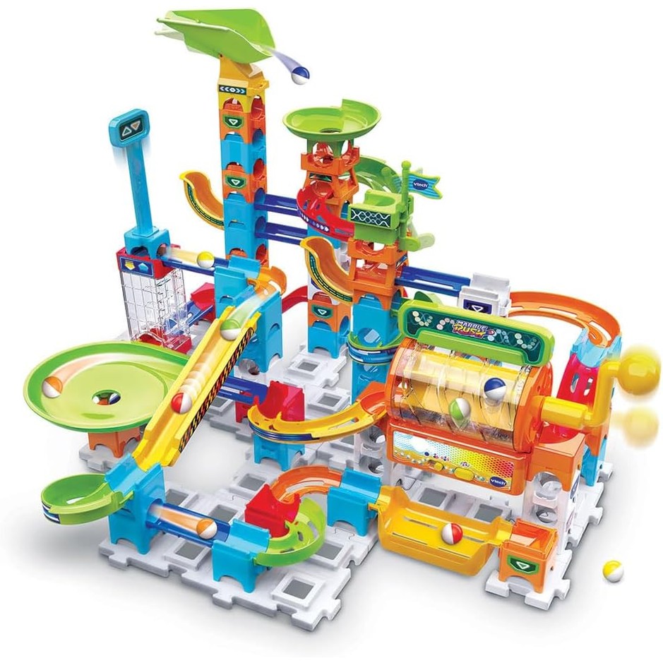 292785 - VTECH Marble Rush Set Elektronik Mermer Run Super Action L200E - Set Ndërtimi 102 copë - 10 gurë mermeri - Për fëmijë 4 vjeç e lart