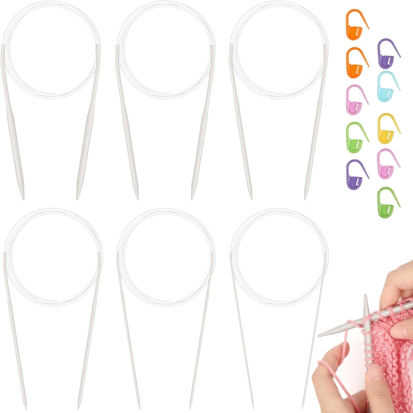 257288 - Aeelike Gjilpëra Thurjeje Rrethore, 80 cm, Set Gjilpërash 8 mm 9 mm 10 mm 12 mm, Alumini për Fije të Trasha