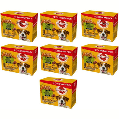 195472 - PEDIGREE Qese të Freskëta në Salcë të Përzier me 4 Varietete Perimesh për Qen të Rritur, 84 Copë x 100g