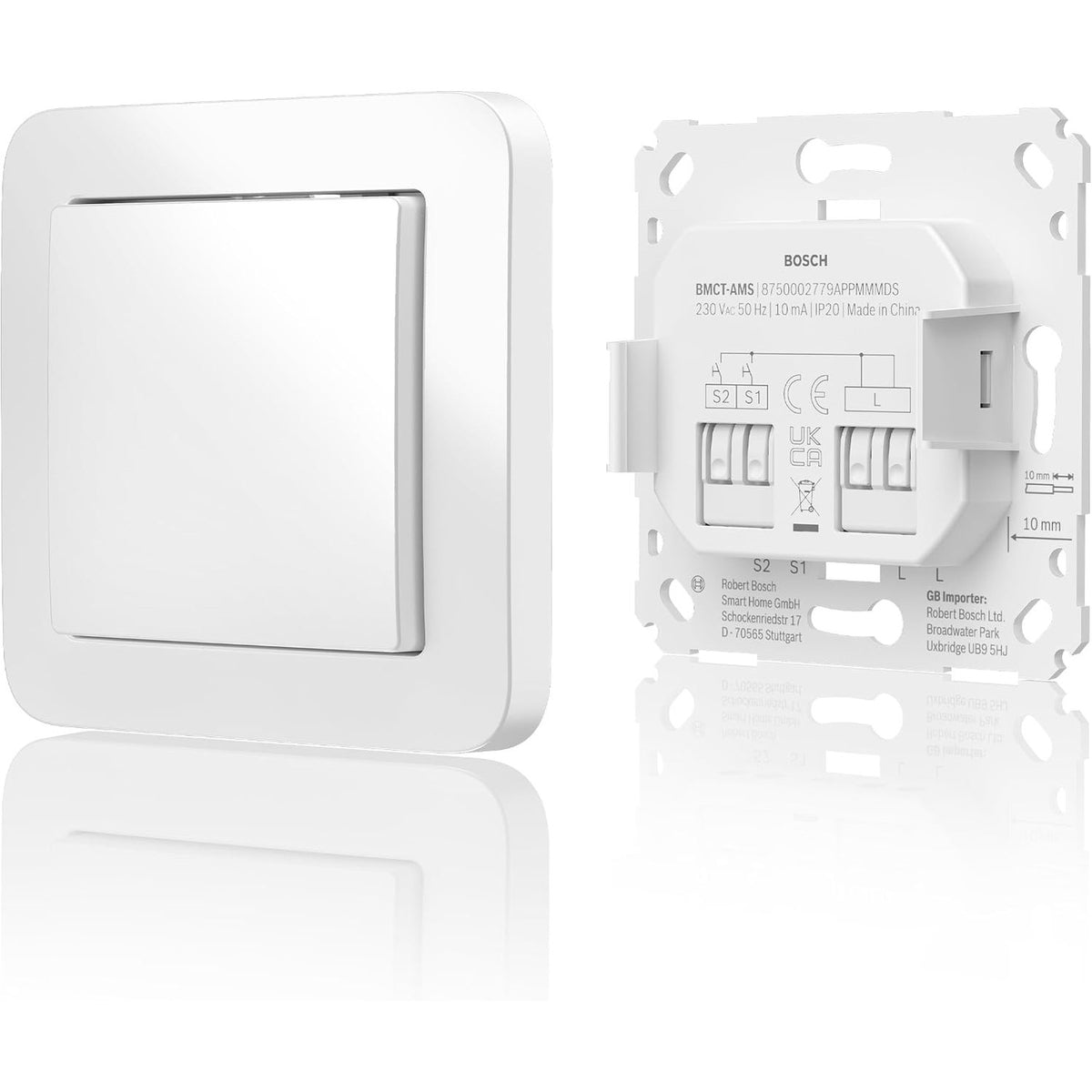 314949 - BOSCH Ndërprerës muri Smart Home për aktivizues inteligjentë, instalim që kursen hapësirë, për kontrollin e dritës/roletit Bosch Smart Home II