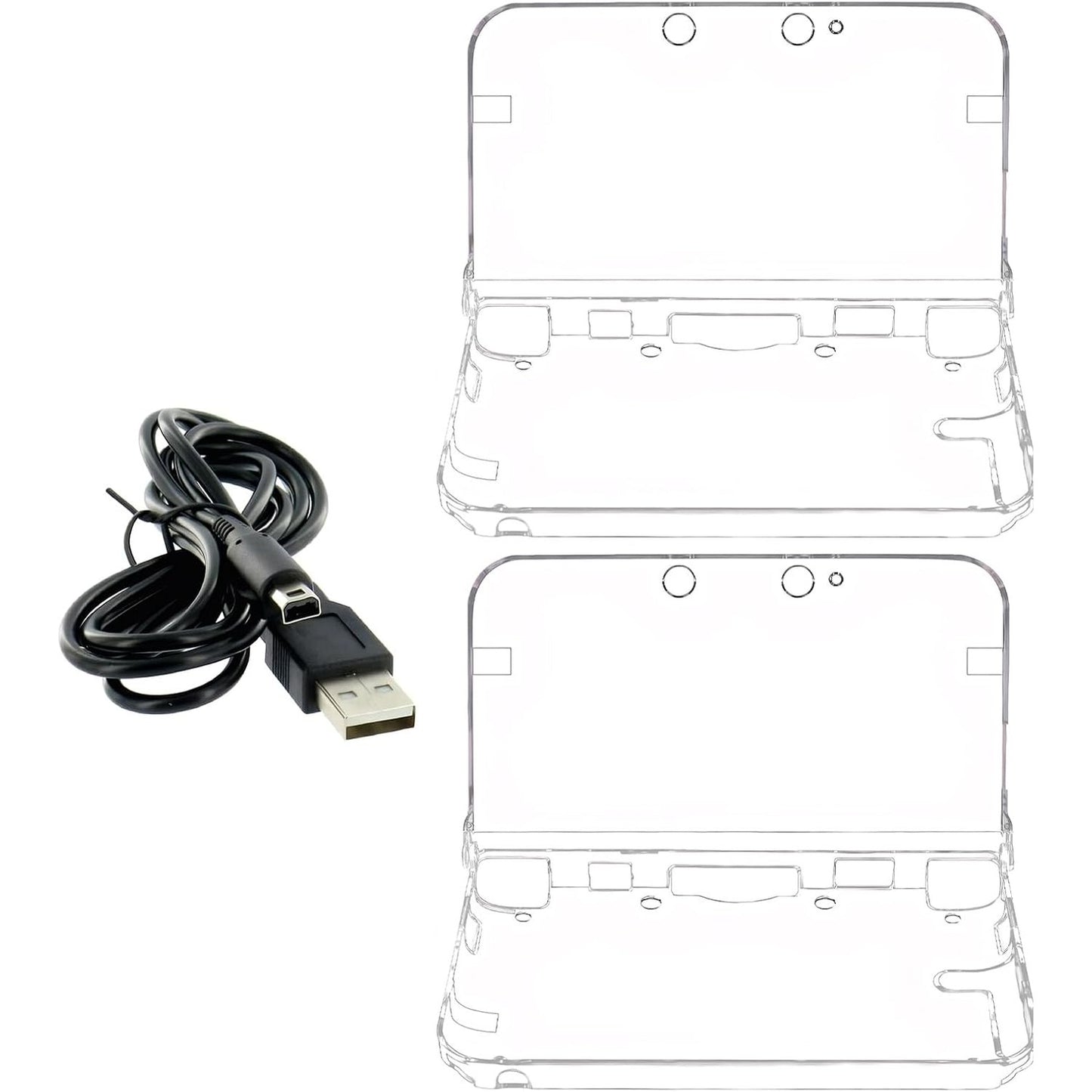 274612 - ENIYOU Mbrojtëse për 3DS XL të ri LL me mbulesë të fortë, 2 mbulesa kristali transparente për PC + 1 kabllo karikimi USB, e bërë prej kristali