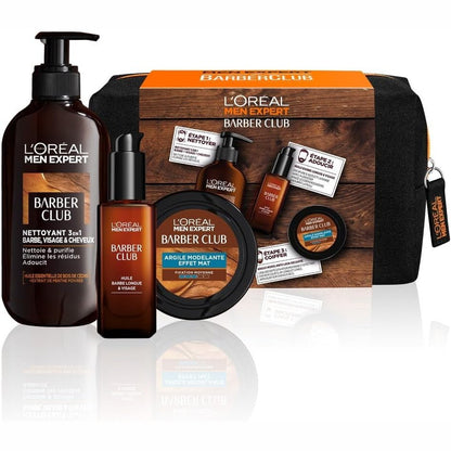 306227 - L'ORÉAL MEN EXPERT | BarberClub - Set për mjekër + fytyrë + flokë për burra - Pastrues 3 në 1 + Vaj për mjekër të gjatë + Krem stilimi - Me vaj esencial kedri - Set me 3 produkte