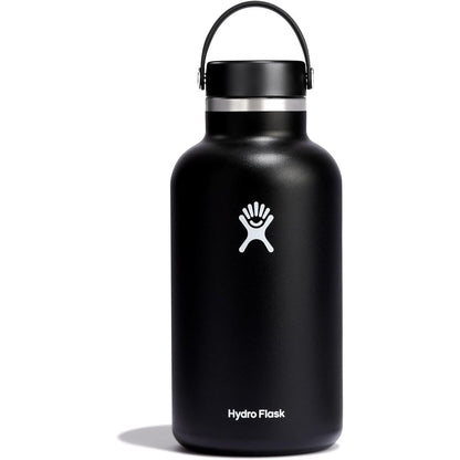 183454 - HYDRO FLASK - Shishe uji e izoluar me vakum prej çeliku inox, 1893ml (64oz) - me kapak të papërshkueshëm dhe fleksibël - Për piqet të nxehta dhe të ftohta - Ngjyrë e zezë