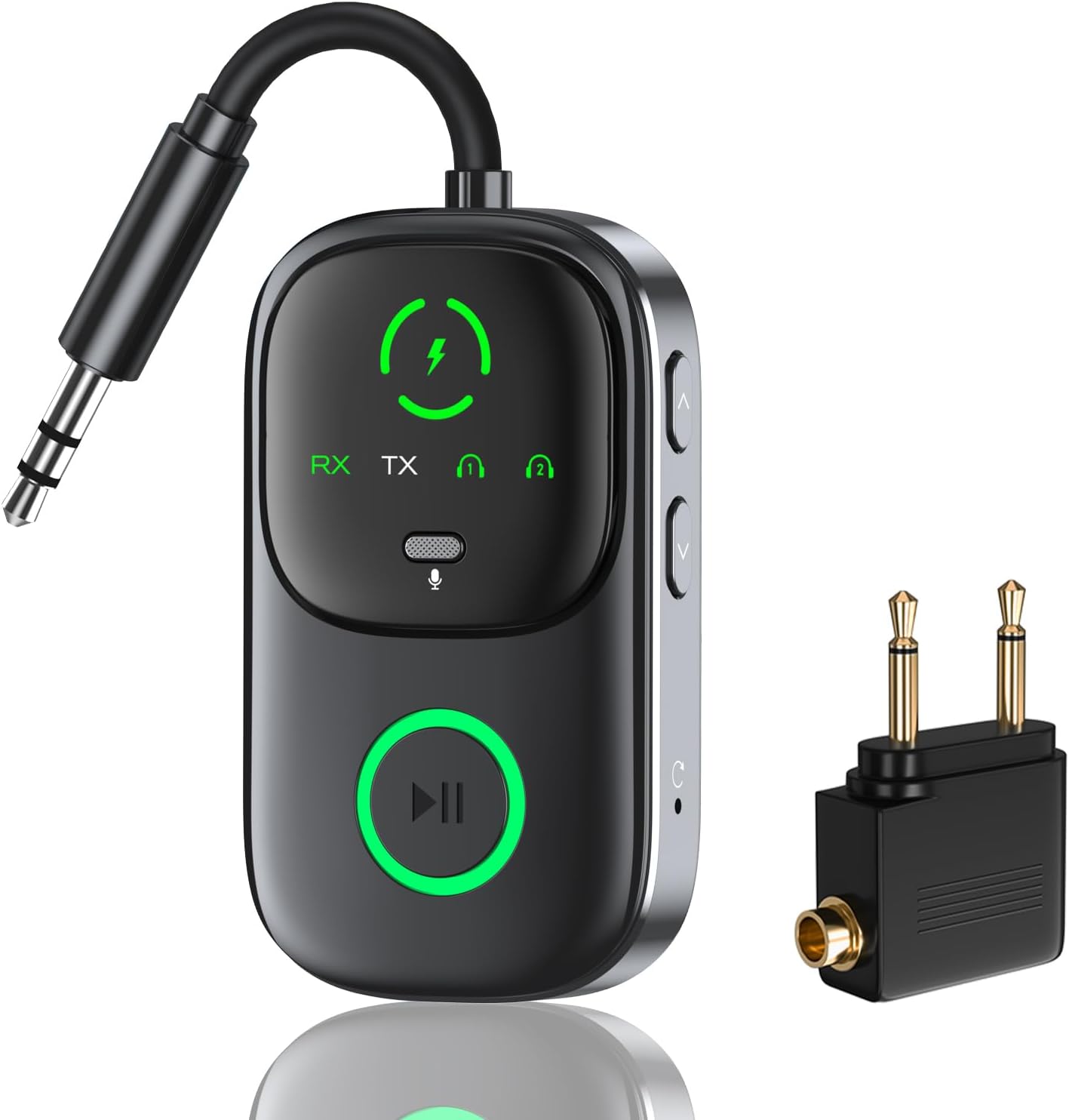 266764 - TRANSMETUES Bluetooth 5.4 Jack për TV, Adaptor 2 në 1 për Makinë, Hyrje Aux 3.5 mm, Latency i Ulët