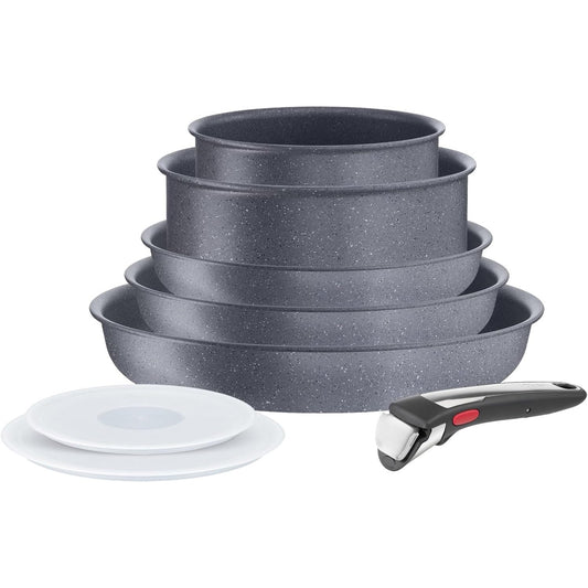 239258 - TEFAL Set enësh gatimi Ingenio me 8 pjesë, i pajtueshëm me induksion, shtresë jo ngjitëse, i stivueshëm njëra mbi tjetrën, tenxhere dhe tiganë me dorezë të lëvizshme, i përshtatshëm për lavastovilje, Prodhuar në Francë, Natyrale në L7669802