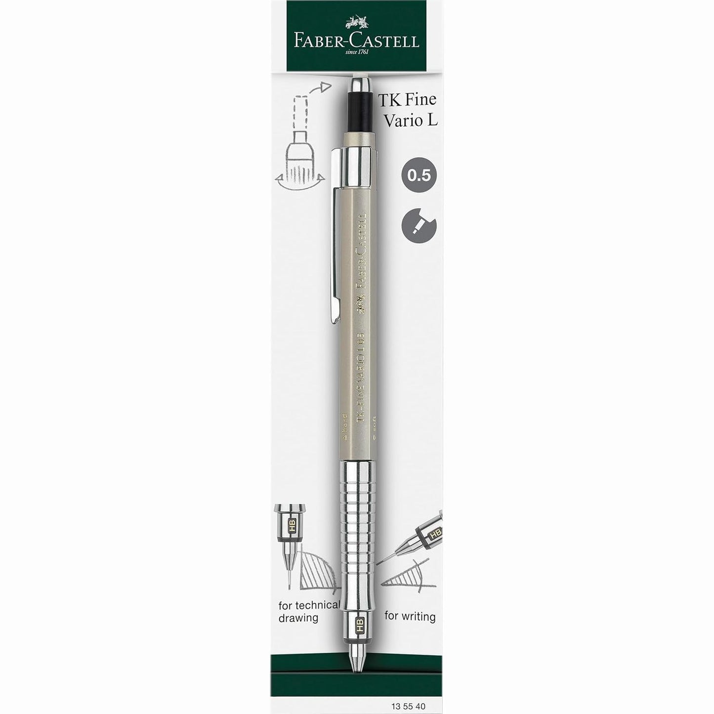 273769 - FABER-CASTELL 135540 Laps mekanik TK-Fine Vario L 0.5 mm, ngjyrë ari shampanje, me mekanizëm fleksibël/të ngurtë