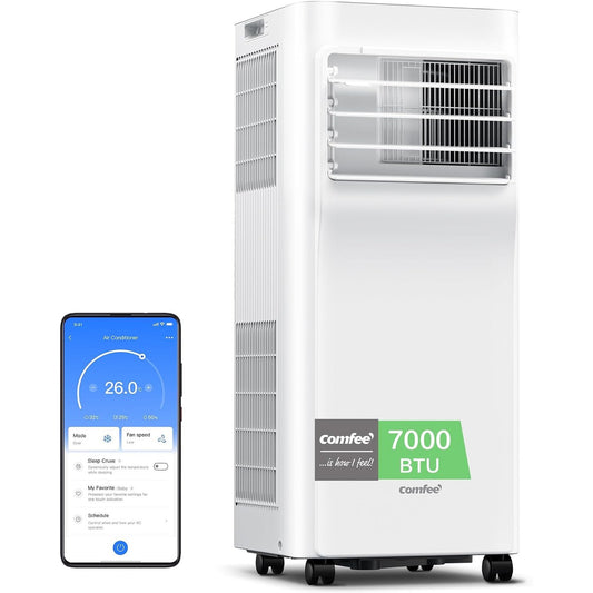 288128 - Comfee Kondicioner Portativ Breezy Cool Pro 2.0, 7000 BTU, 2.0kW, Ftohje, Ventilim, Heqje Lagështie, Kontroll me Aplikacion, Madhësi Dhome deri në 68m³ (25㎡), me Tub Shkarkimi