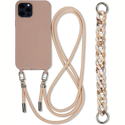 299992 - Mbrojtëse Galful për iPhone 16 Pro me Kordon Gjerdani, Byzylyk i Rregullueshëm, me 2 Rripa Shpate, Litar Gjerdani, Mbrojtëse e Hollë prej Silikoni TPU - Ngjyrë Kafe