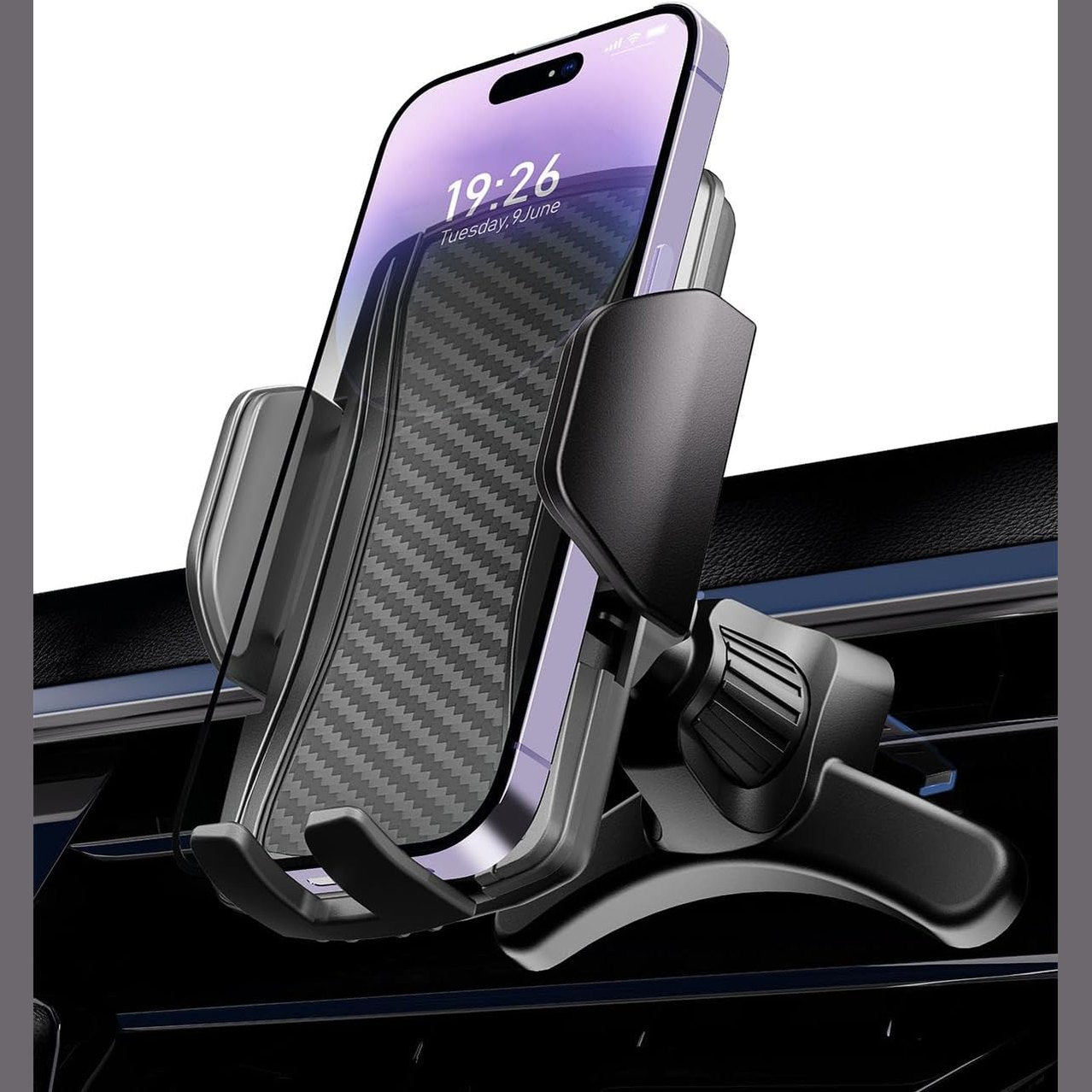 267205 - Hoppac Mbajtëse Telefoni për Makinë, Grep Çeliku i Përmirësuar, Rrotullim 360°, Lëshim me Një Buton, Montim për Ventilim, për iPhone Max dhe Telefona 4-7"