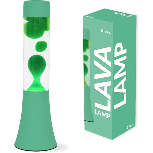 136244 - FISURA - Llambë Lave e Gjelbër 30cm me Bazë dhe Lëng të Tejdukshëm, Përmasat: 9x9x30cm, Stil Retro