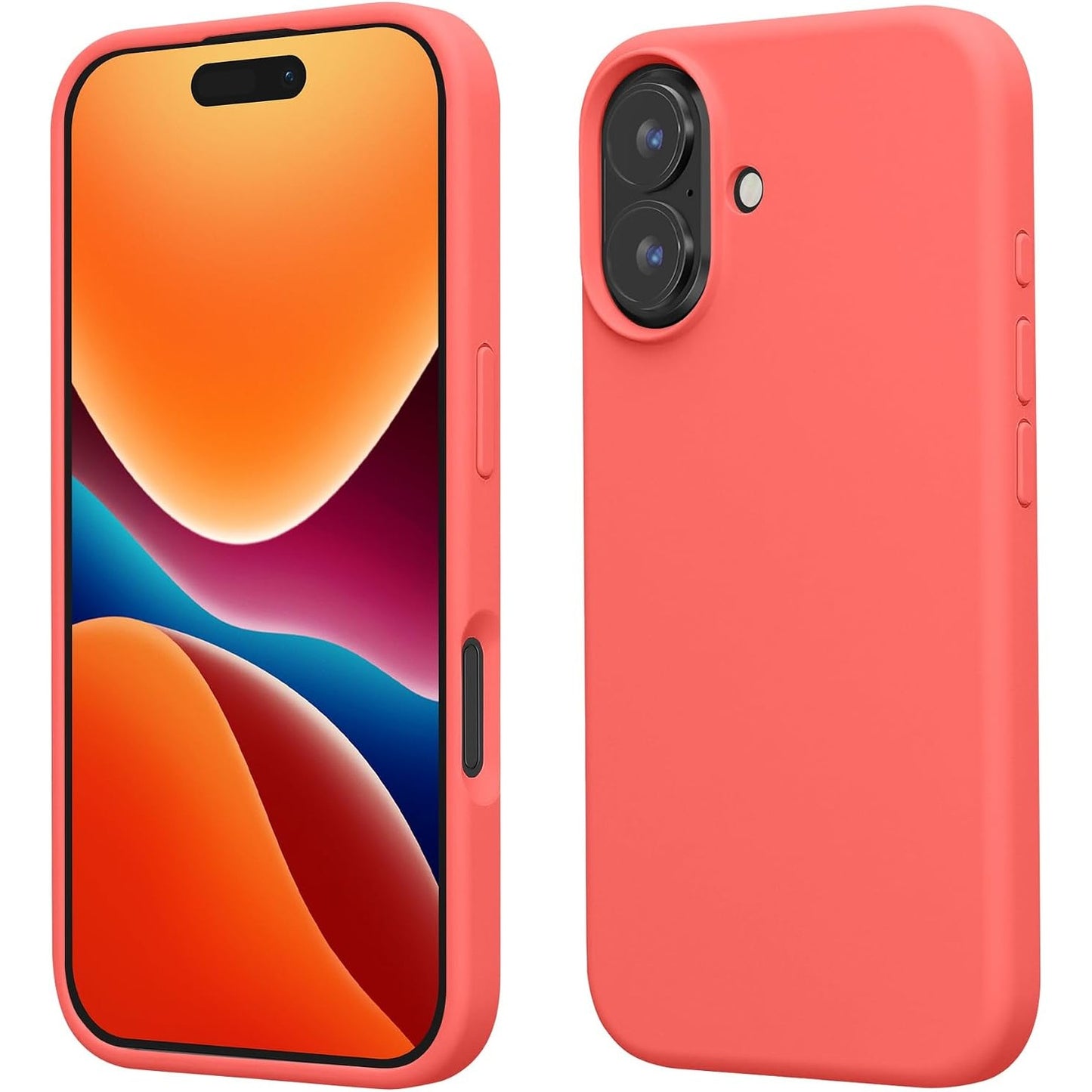 269600 - Mbrojtëse për telefonin kwmobile iPhone 16, mbulesë silikoni me karikim pa tel - Neon Coral
