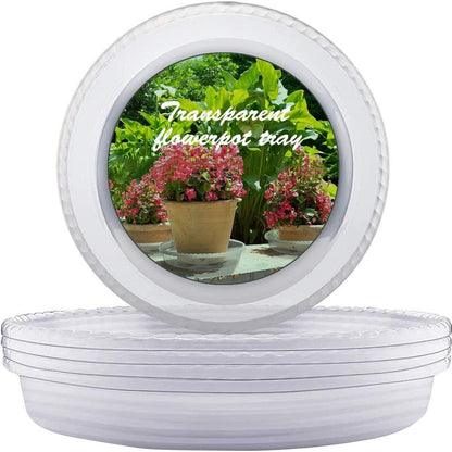 224284 - LIKOSO Pjatë vazoje për lule 19cm, Tabaka pikuese plastike transparente për bimë të brendshme dhe të jashtme, Set me 10 copë