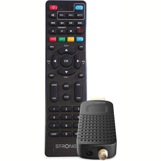 309817 - STRONG - Marrës HDMI/Dekodues DVB-T2 - SRT84 - Funksion Regjistrimi - I pajtueshëm me HEVC265 dhe Dolby Audio - Udhëzues Elektronik i Programeve - Telekomandë 2-në-1 - E zezë