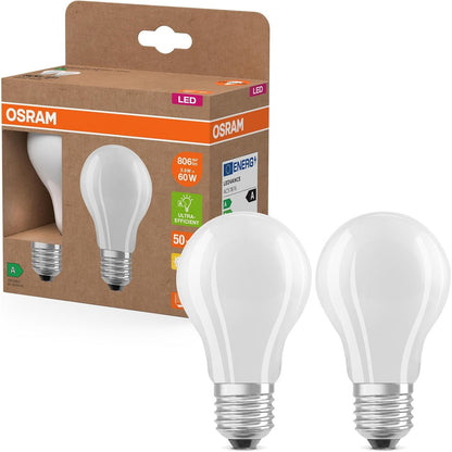 241841 - OSRAM - Llambë LED Superstar Classic A 60, 3.8 W, 806 lm, Bazë E27, Dritë e bardhë e ngrohtë 2700 K, Diametër 60 mm, Pako me 2 copë