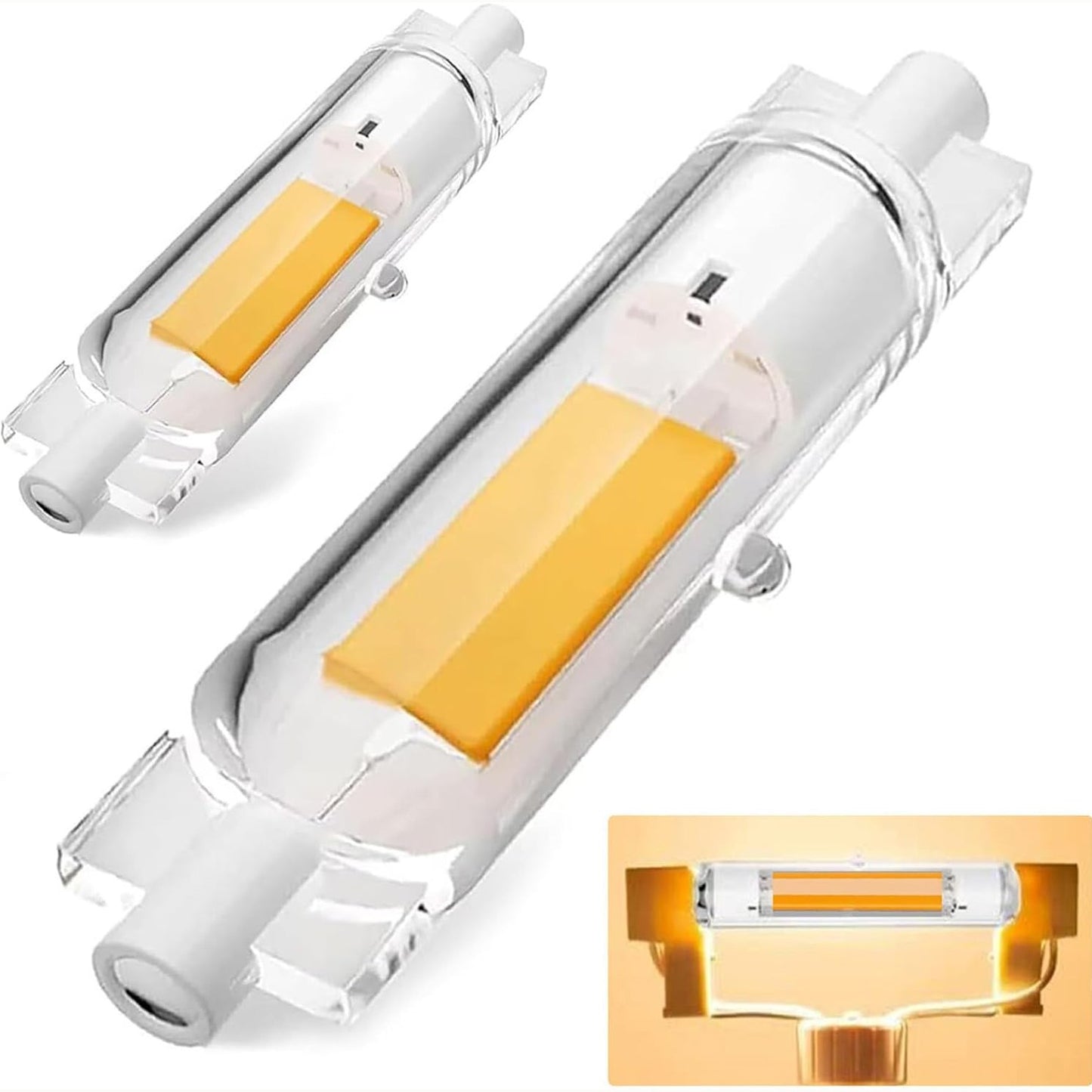 223439 - DVNOUA - Llampa R7S LED 78mm me errësim, 20W R7S LED 78mm zëvendësuese për llamba halogjene J78mm 200W, e bardhë e ngrohtë 3000K, 2000 lumen, pako me 2 copë