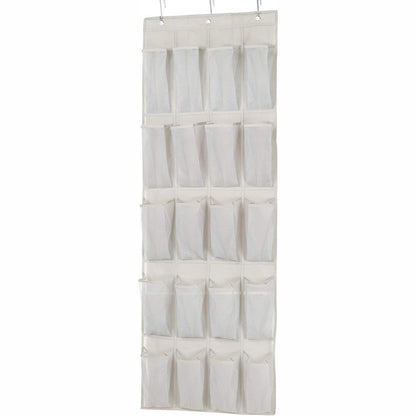 230137 - AMAZON BASICS Organizues këpucësh me 20 xhepa mbi derë, mban 10 palë këpucë të mesme, gri e hapur