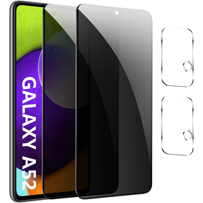 267377 - Mbrojtës Ekrani për Privatësi për Samsung Galaxy A52, Paketë me 4, Xham i Temperuar për Privatësi, 2* Mbrojtës Ekrani Anti-Spiun + 2* Mbrojtës Kamere