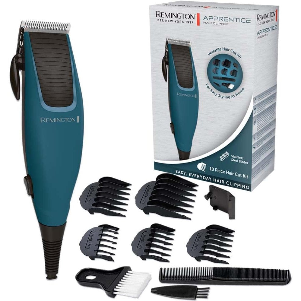 317406 - REMINGTON MAKINË PRERËSE FLOKËSH APPRENTICE, Teha çeliku inox vetëmprehëse, 5 krehëra udhëzues 3-18 mm, 1 krehër berberi, 1 furçë qafe, 1 furçë pastrimi, HC5020
