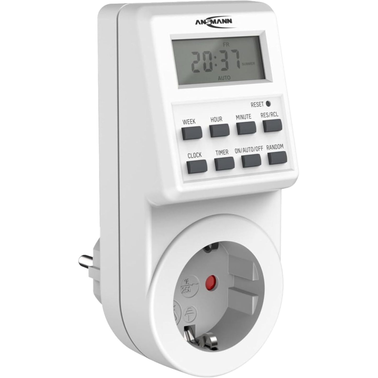 269095 - ANSMANN Ndërprerës kohëmatësi, ndërrues kohëmatësi javor AES6 i programueshëm me ekran LCD, 3680W, 18 kohë ndërrimi të paraprogramuara, funksion i rastësishëm, ndërrues kohe verore