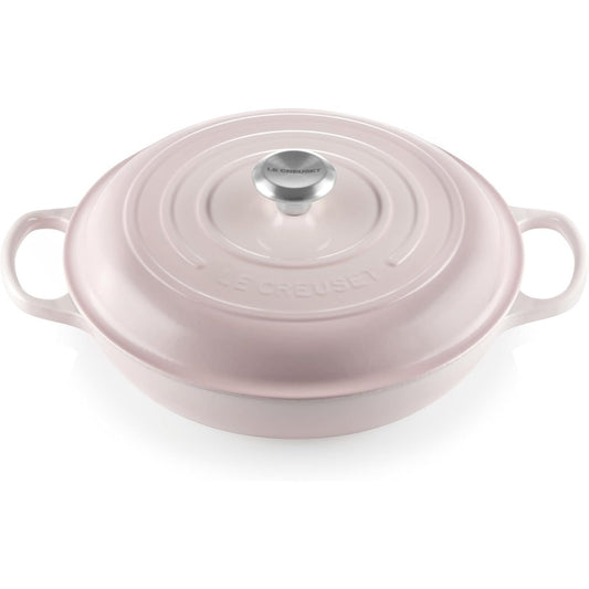 191010 - TIGAN LE CREUSET - Signature Gourmet prej gize, i rrumbullakët, Ø 30 cm, kapacitet 3.5 l, i përshtatshëm për të gjitha llojet e sobave (përfshirë induksionin), peshë 5.555 kg, Ngjyra Rozë e Guaskës, modeli 21180307774430