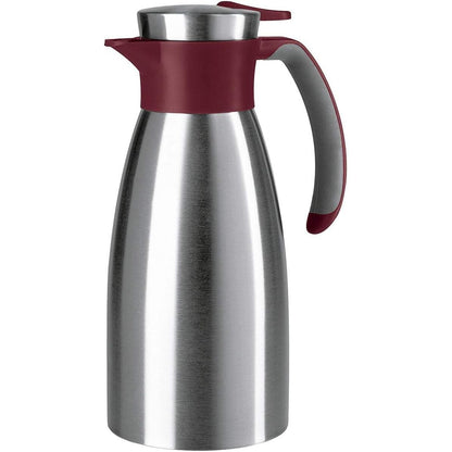 218293 - EMSA Karafë e izoluar me dorezë të butë, 1 litër, çelik inox, mban pijet të ngrohta për 12 orë + të ftohta për 24 orë, e papërshkueshme nga rrjedhjet, dorezë jo-rrëshqitëse, e kuqe vere, N4120200