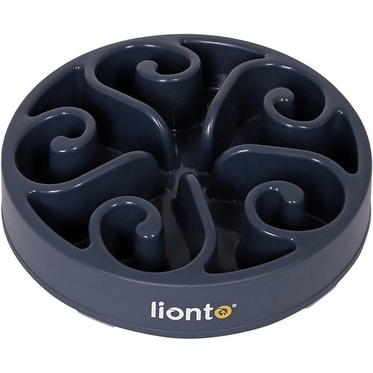 229587 - lionto Tas Kundër Gëlltitjes për Qen dhe Mace, Ø 20 cm, Lartësi 5 cm, Kapacitet deri në 450 g, Plastikë e Klasit Ushqimor, Gri