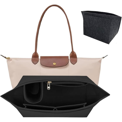 215933 - GREATRICH Organizues Çantash Dore për Longchamp, Organizues Çantash prej Ndjerjeje 25x15x19cm, i Zi