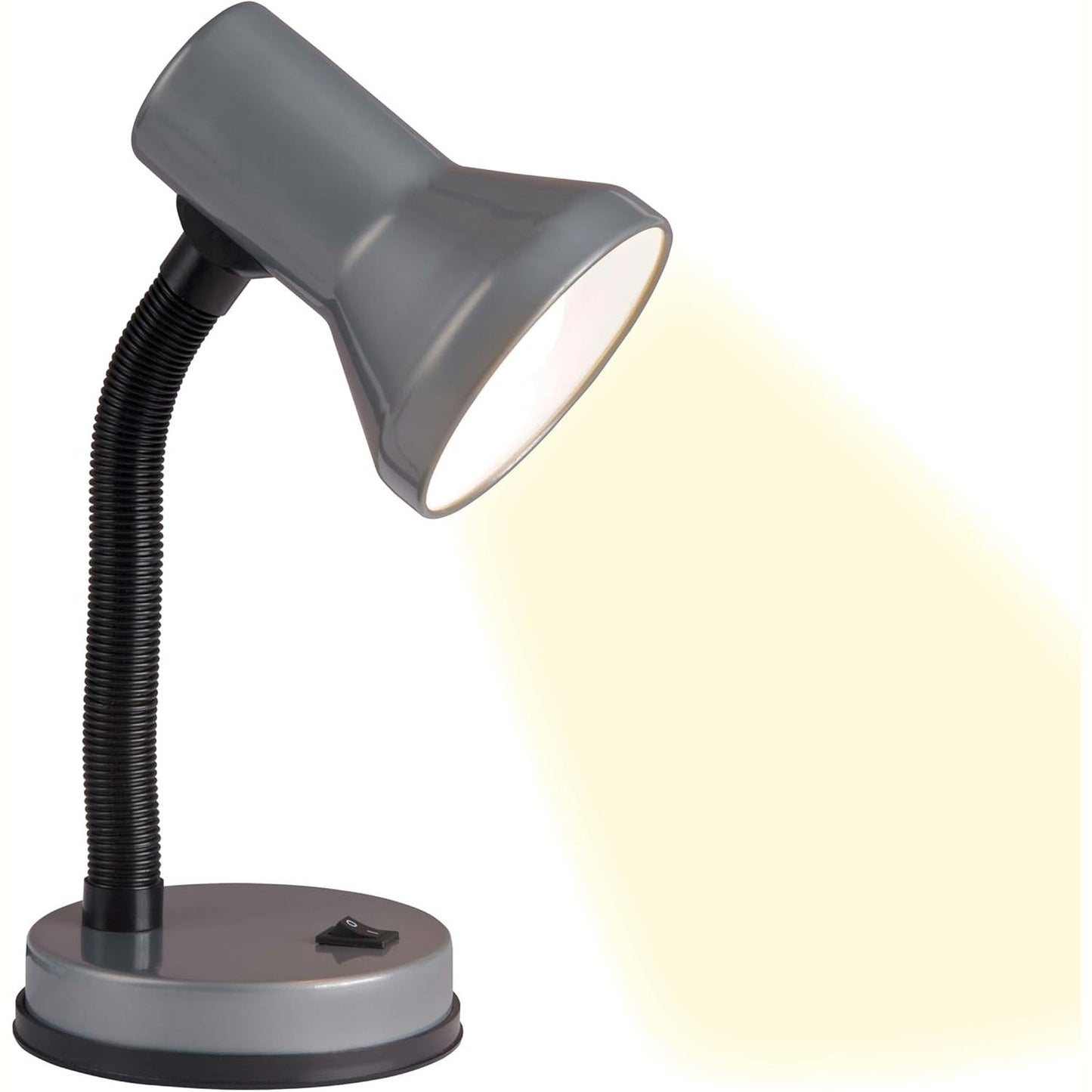 224431 - BRILLIANT Llambë Tavoline për Fëmijë Gri, Krah Fleksibël, Çelës me Ndërprerës, Prizë E27, E pajtueshme me LED, Llambë Moderne Leximi