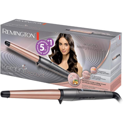 271307 - REMINGTON Hekur kaçurrelash Formë koni 19-28 mm, Mbrojtje nga keratinat, Veshje qeramike me keratinë dhe vaj bajamesh, Ekran dixhital deri në 210°C, CI83V6