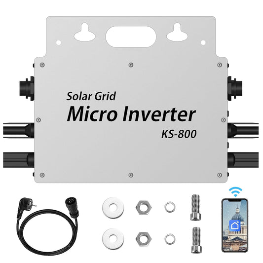 305122 - Furnizim me energji për ballkon 800W - Inverter 800W - IP65, me aplikacion Wi-Fi për furnizim me energji për ballkon - Mikro Inverter për 2 panele diellore