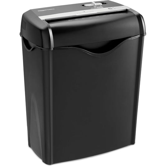 189267 - AMAZON BASICS - Shkatërruesi i Letrave / Kartave të Kredisë me Prerje Tërthore, Kapacitet 7-8 Fletë, Ngjyra e Zezë