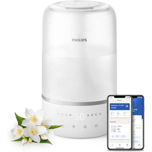 162182 - PHILIPS Lagështues Inteligjent Kompakt - SkyHigh Mist, Kohë Operimi 32 Orë, Kapaciteti i Rezervuarit 3L, Modaliteti i Gjumit, Drita e Natës, për Dhomë deri në 38m² - Modeli HU1509/00