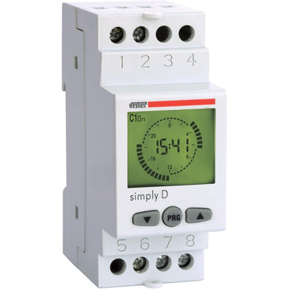 217393 - VEMER VE512000 SIMPLY-D Kohëmatës Dixhital i Programueshëm, Ndërprerës Kohe me Programim Ditor, 2 Module Shine DIN, Rele 16A, E Bardhë