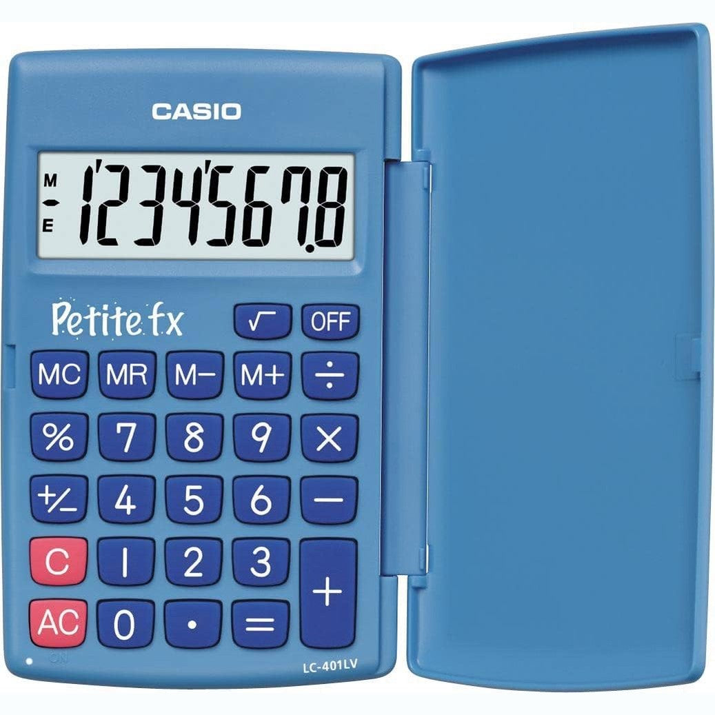 300079 - CASIO LC-401LV-BU-BOX – Kalkulator për shkollën fillore, ngjyrë blu