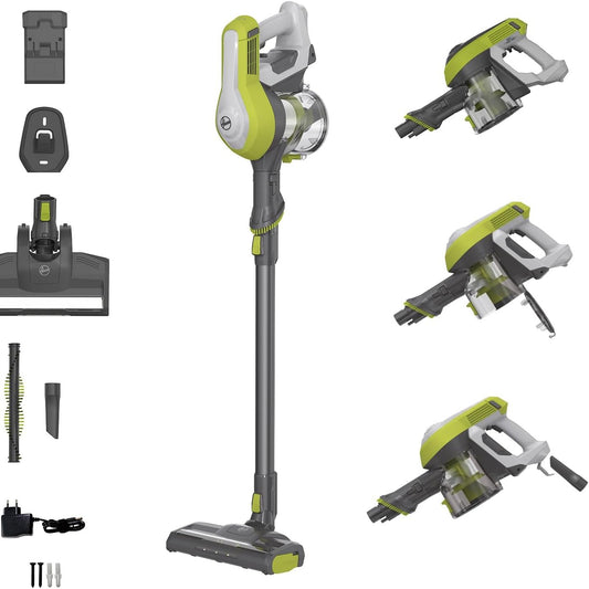 116272 - HOOVER Fshesë pa Tel HF110H me Shkop, Fuqishme 22V, Kapacitet 0.9L, Jetëgjatësi Baterie 40 Minuta, Zbrazje e Lehtë, Pozicion Parko dhe Nis, Furçë Elektrike LED, Furçë për Shumë Sipërfaqe, Mjet për Çarje