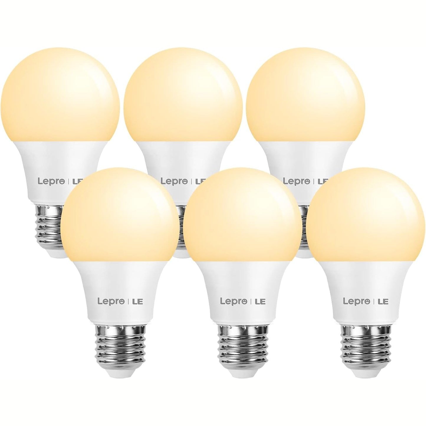 168658 - LEPRO 8.5W E27 LED Llamba e Bardhë e Ngrohtë, Lumen 806, Zëvendëson Llamba 60W, 2700K A60, Kënd Rrezeti 180°, Pa Errësim, Pako prej 6 Llamba