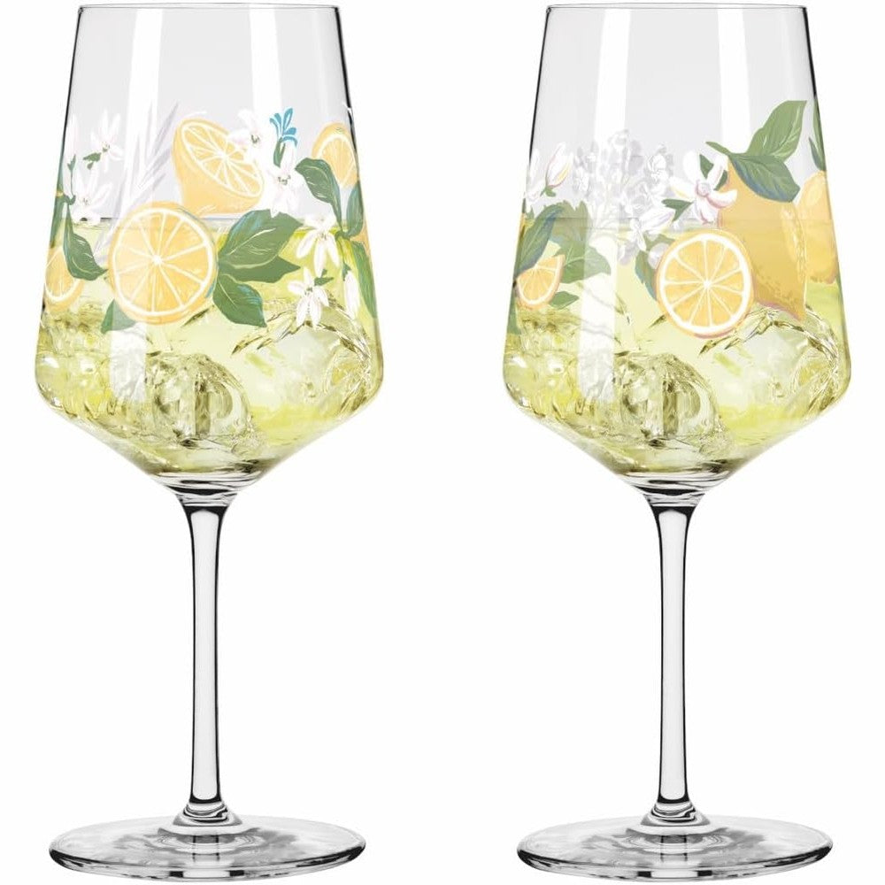 167887 - RITZENHOFF Gotë Limoncello 500 ml, Set prej 2 copësh, Seria Summer Dew, Motiv Limoni shumëngjyrësh, Prodhuar në Gjermani