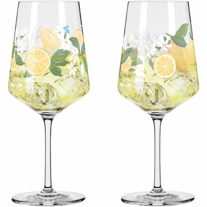 167887 - RITZENHOFF Gotë Limoncello 500 ml, Set prej 2 copësh, Seria Summer Dew, Motiv Limoni shumëngjyrësh, Prodhuar në Gjermani