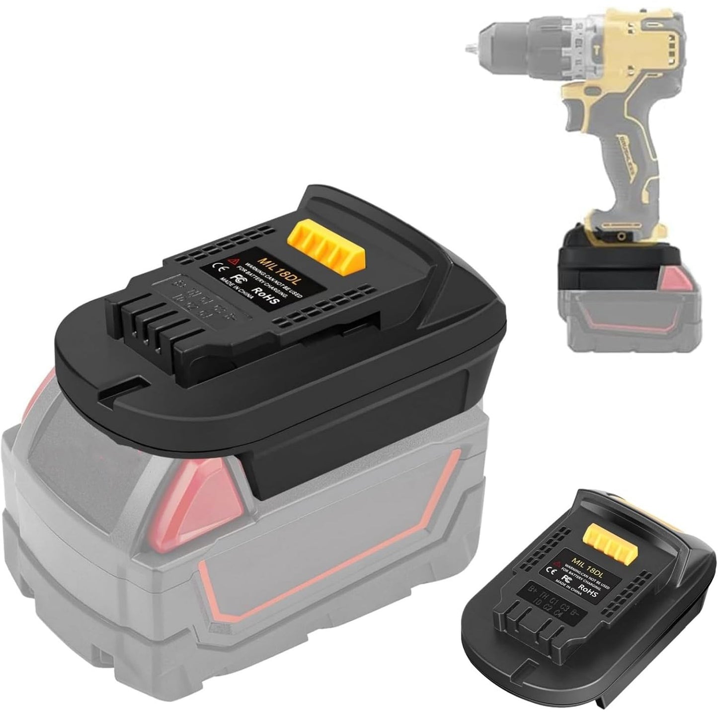 266629 - MILWAUKEE MIL18DL për adaptor baterie në Dewalt (konvertues për baterinë Milwaukee M18 në veglat elektrike Dewalt 20V)
